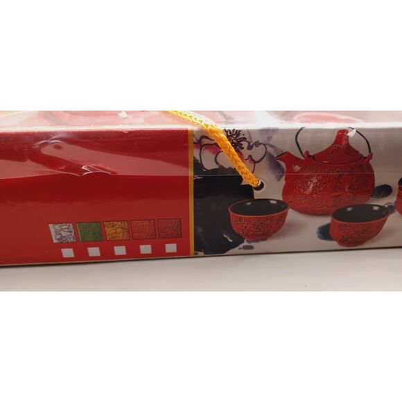 Wing Hop Fung Teas Gift Set Red and Black Roses Ceramic Tea Service for 4 - Picture 13 of 14